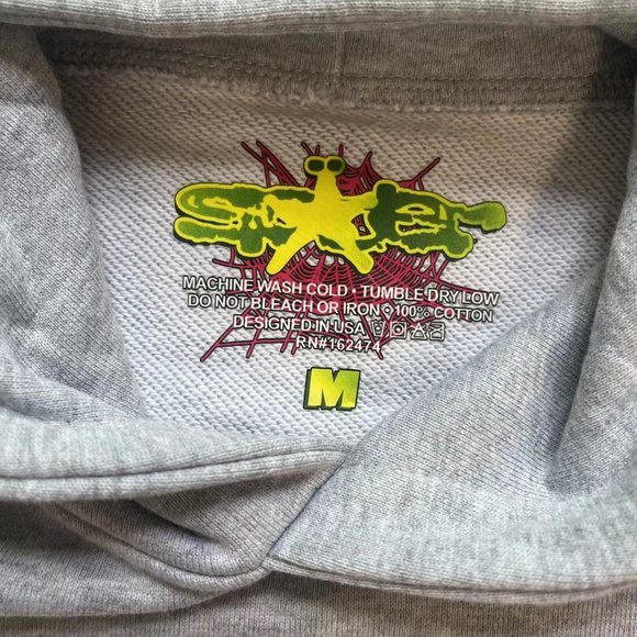 Sp5der Beluga light gray white star spider hoodie - Picture 4 of 10